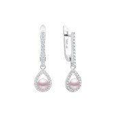 Cercei argint cu perle naturale roz pudra si cristale cu tortita DiAmanti SK25216EL_L-G